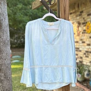 Anthropologie Tops | Cloth & Stone Washed Aria Henley Top Sz S- Light Chambray